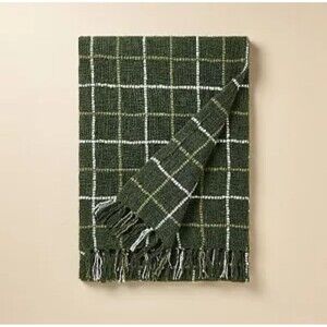 Plaid Woven Throw Blanket Green - Hearth & Hand with Magnolia - NEW